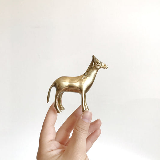 Small Vintage Brass Horse Figure, 3.5”