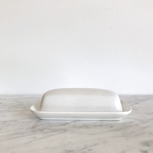 Covered White Ceramic Butter Dish