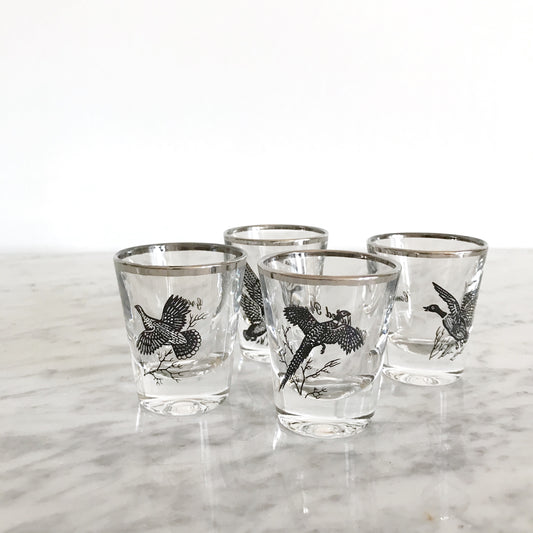 Set of 4 Vintage Bird Shot Glasses