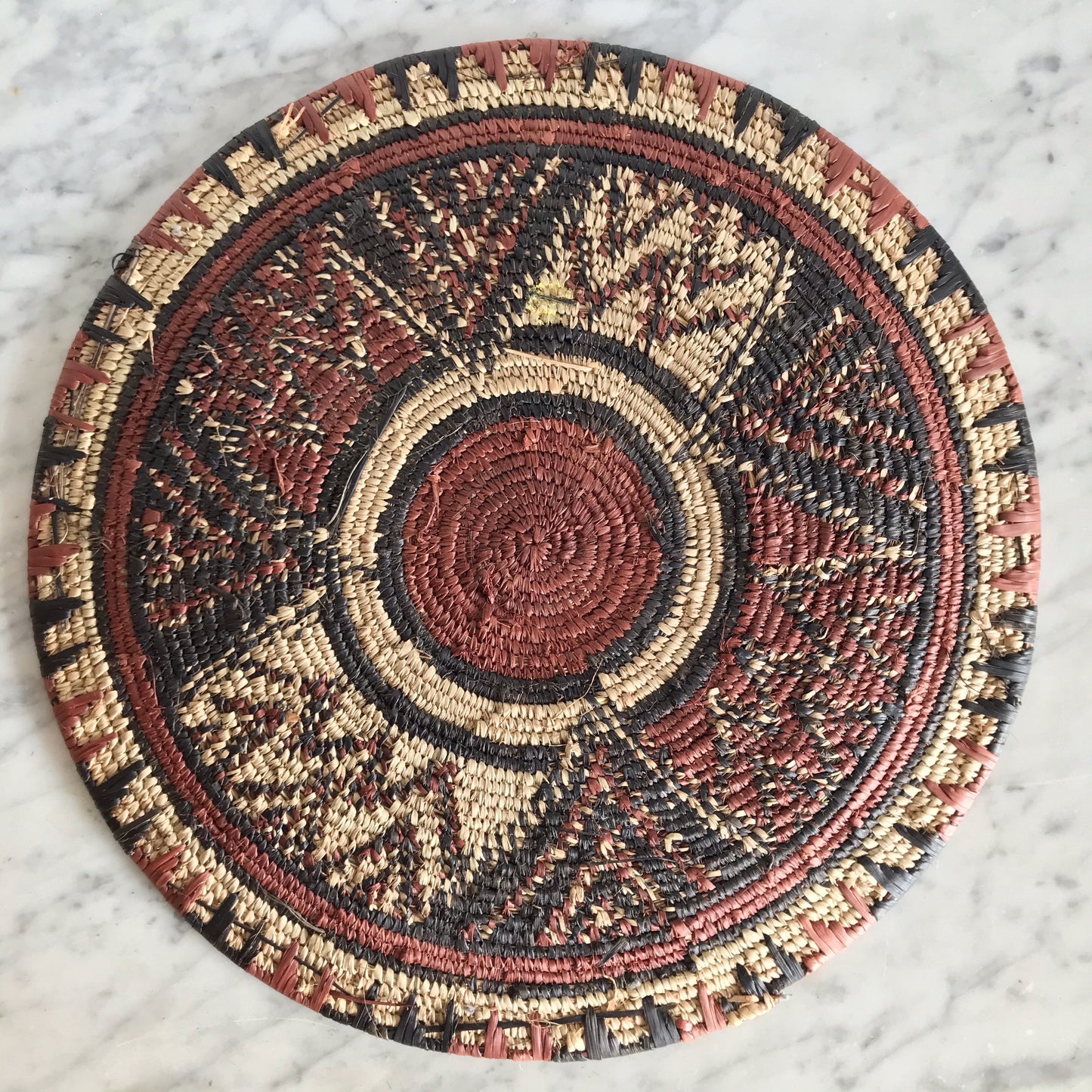 Vintage Hand-Woven Grass Medallion, 14”