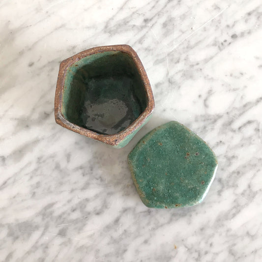 Handcrafted Hexagon Pottery Container