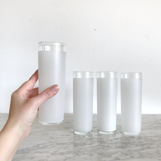 Set of 4 Vintage Frosted Tom Collins Glasses