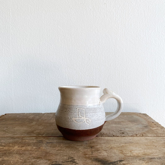Petite Handcrafted Pottery Mug with Abstract Bird