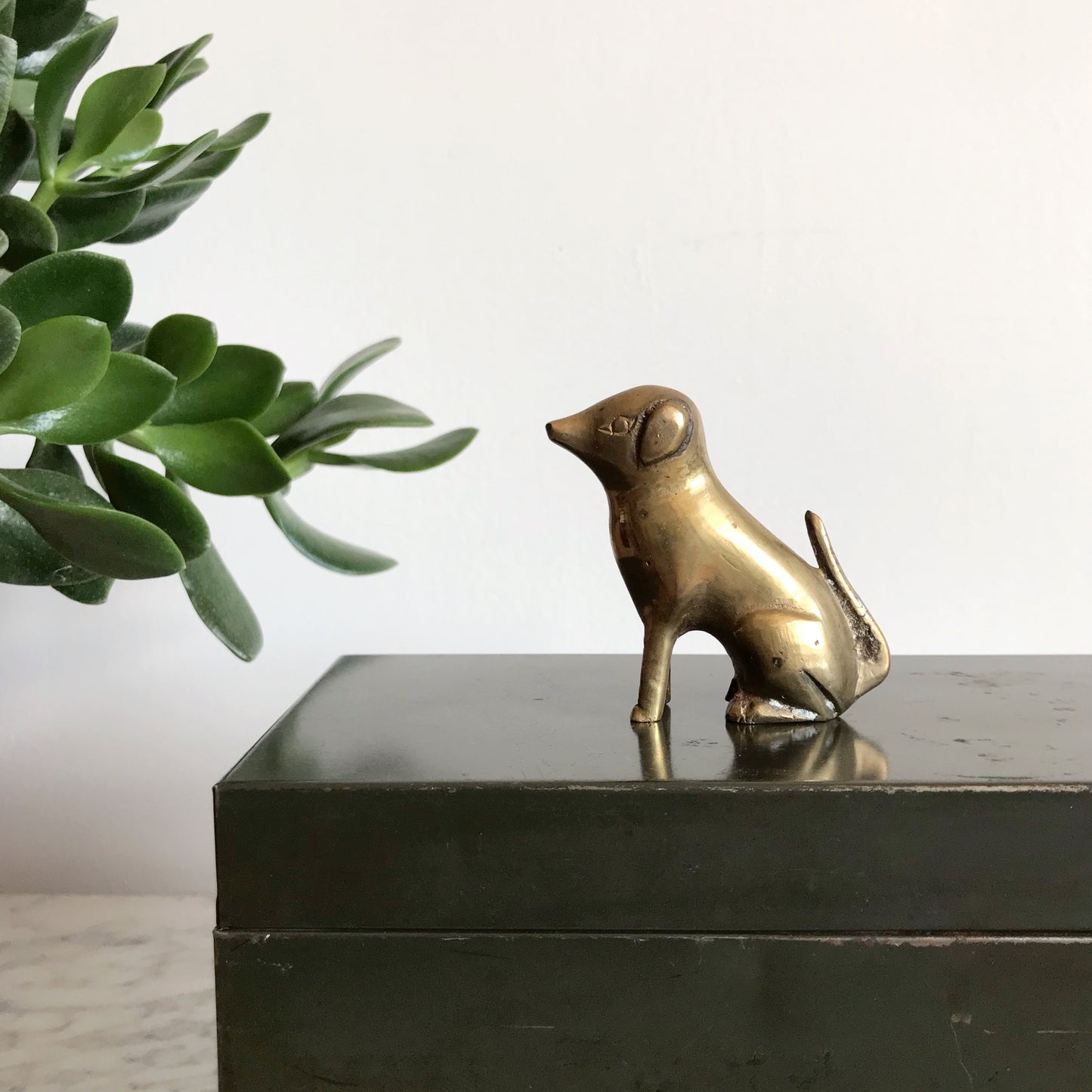 Cutest Vintage Brass Dog Figurine