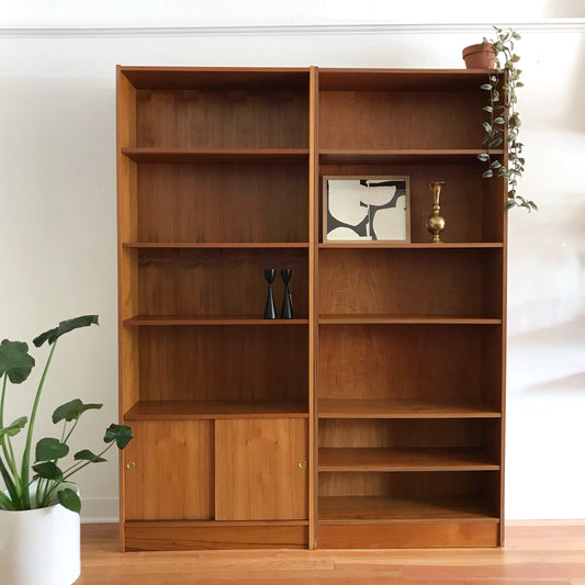 Pair of Tall Teak Bookcases