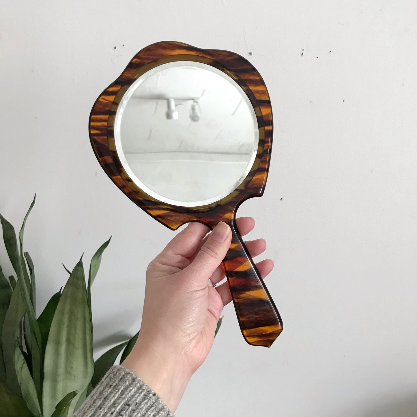 Vintage Faux Tortoise Shell Hand Mirror