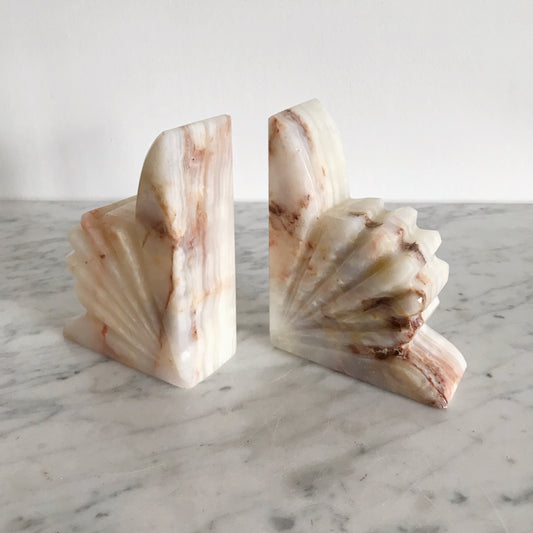 Pair of Vintage Carved Onyx Bookends