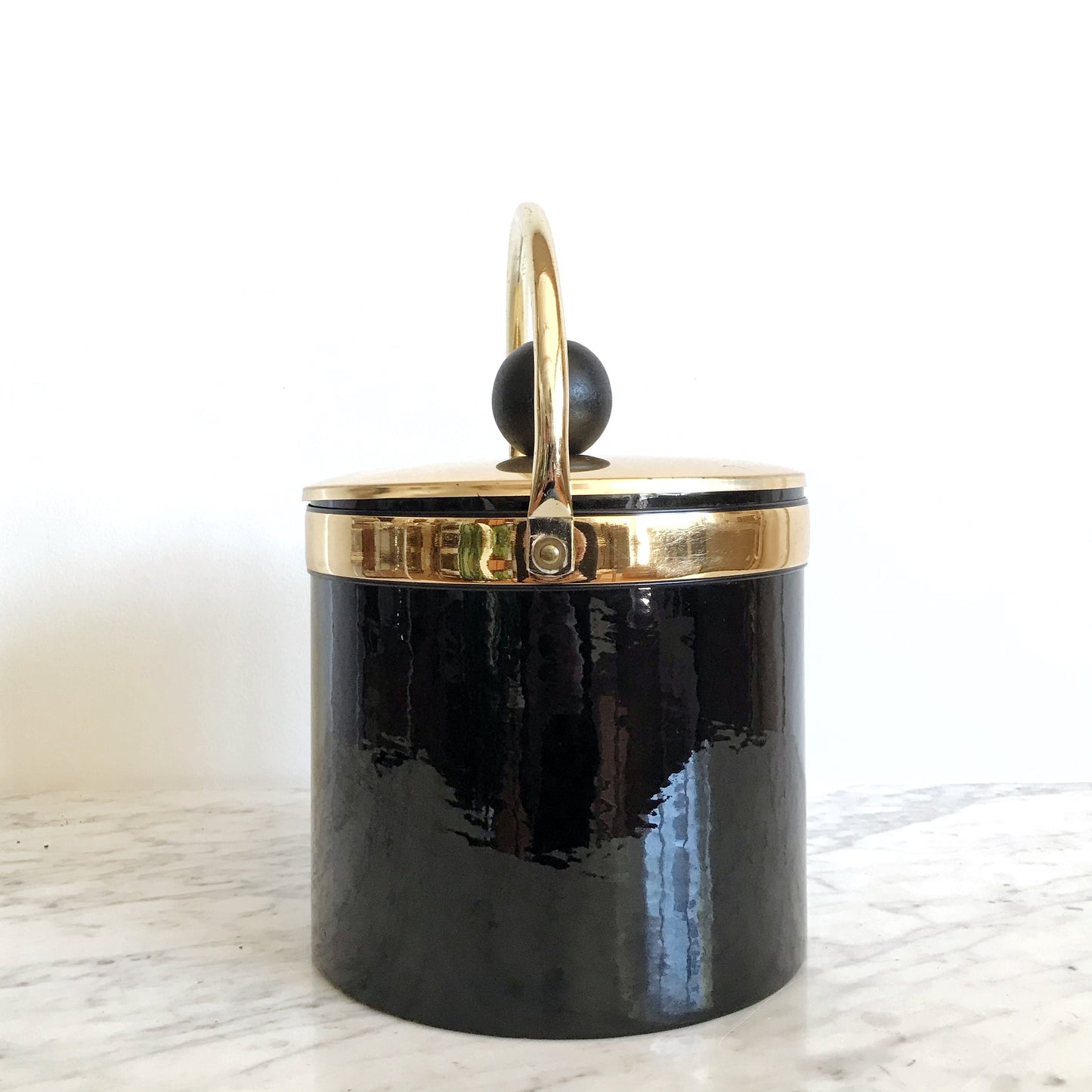 Vintage Black & Gold Ice Bucket