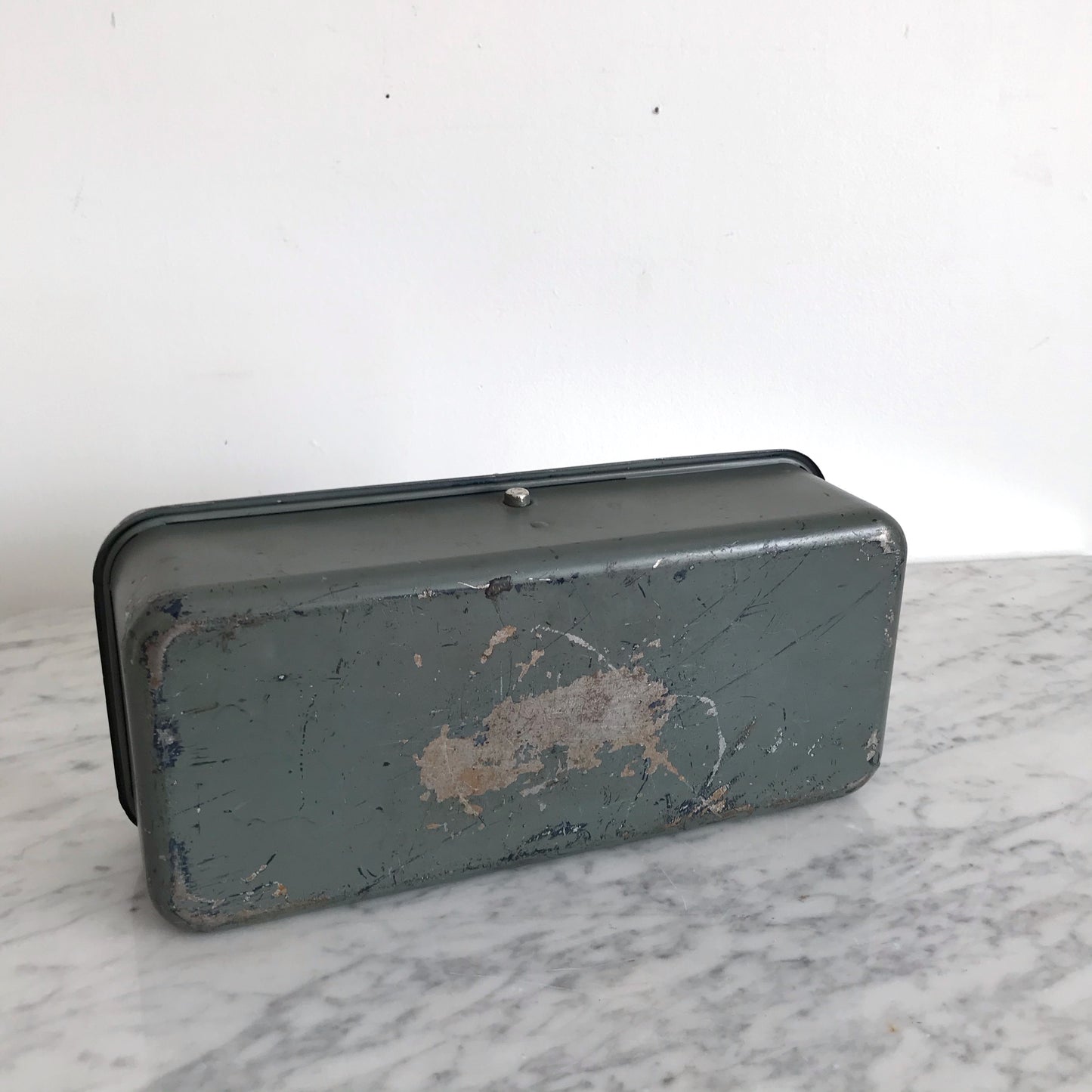 Small Vintage Metal Box, Sage Green