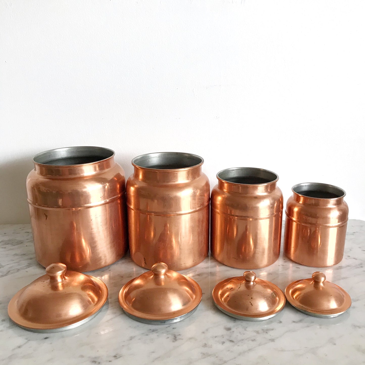 Set of Vintage Copper Kitchen Canisters