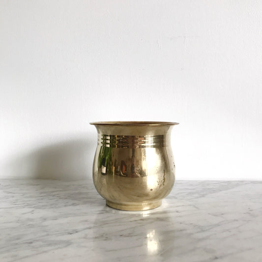 Vintage Brass Planter with Stripes