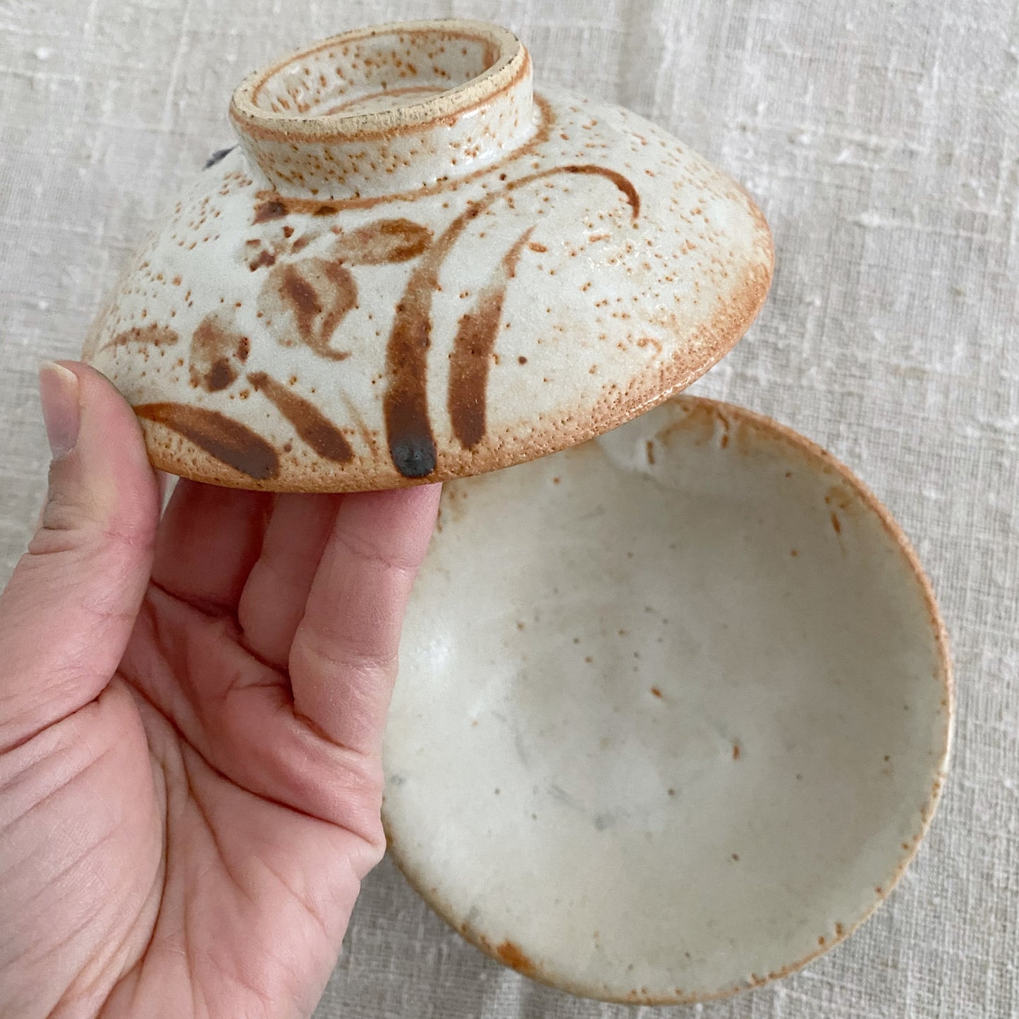 Found Pottery Footed Dish, 5.25"