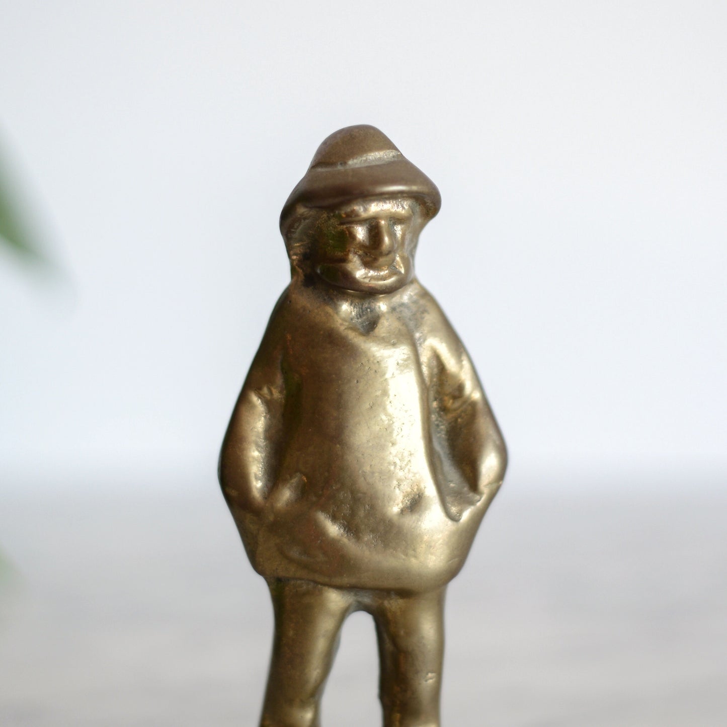 Vintage Solid Brass Fisherman Figure