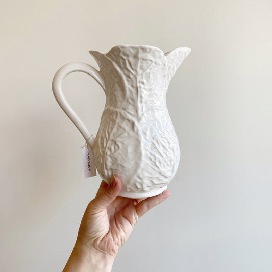 Vintage White Ceramic Cabbage Pitcher