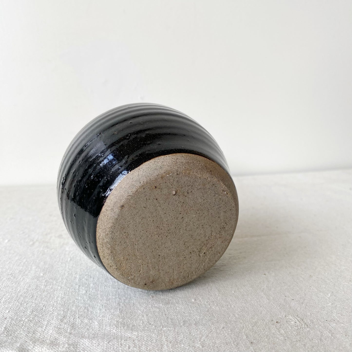 Vintage Black “Zig-zag” Pottery Vase