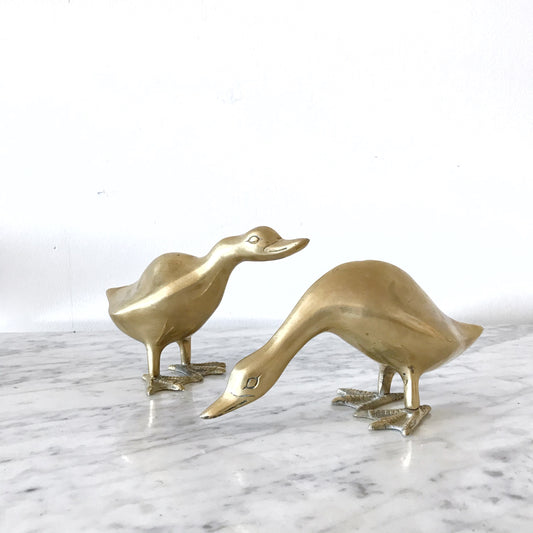 Pair of Large Brass Ducks