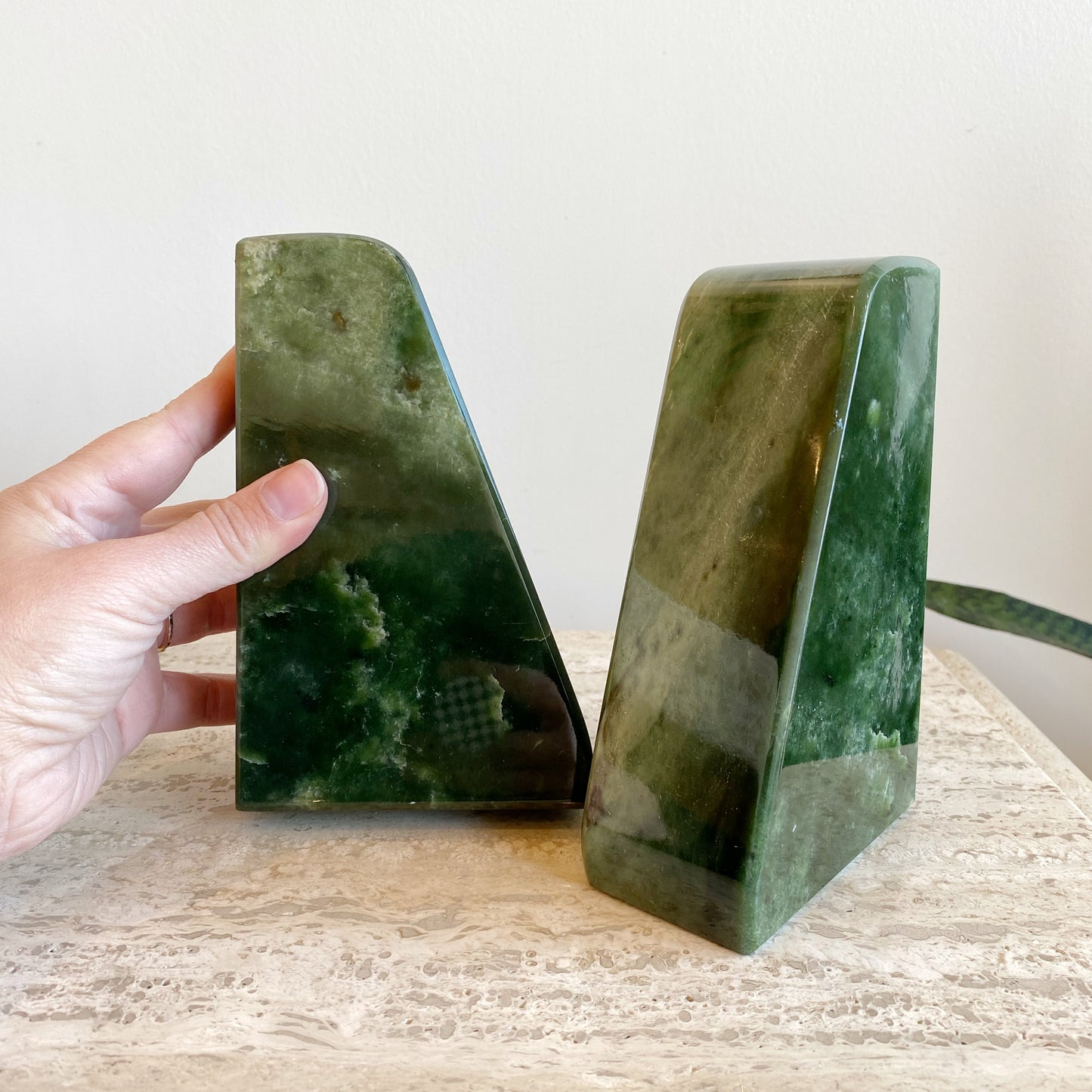 Vintage Green Stone Bookends