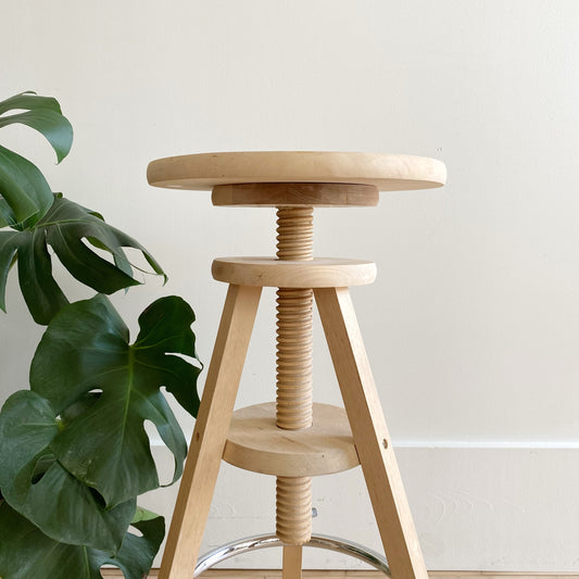 Natural Wood Stool, Adjustable Height