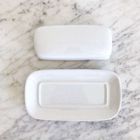 Simple White Ceramic Butter Dish