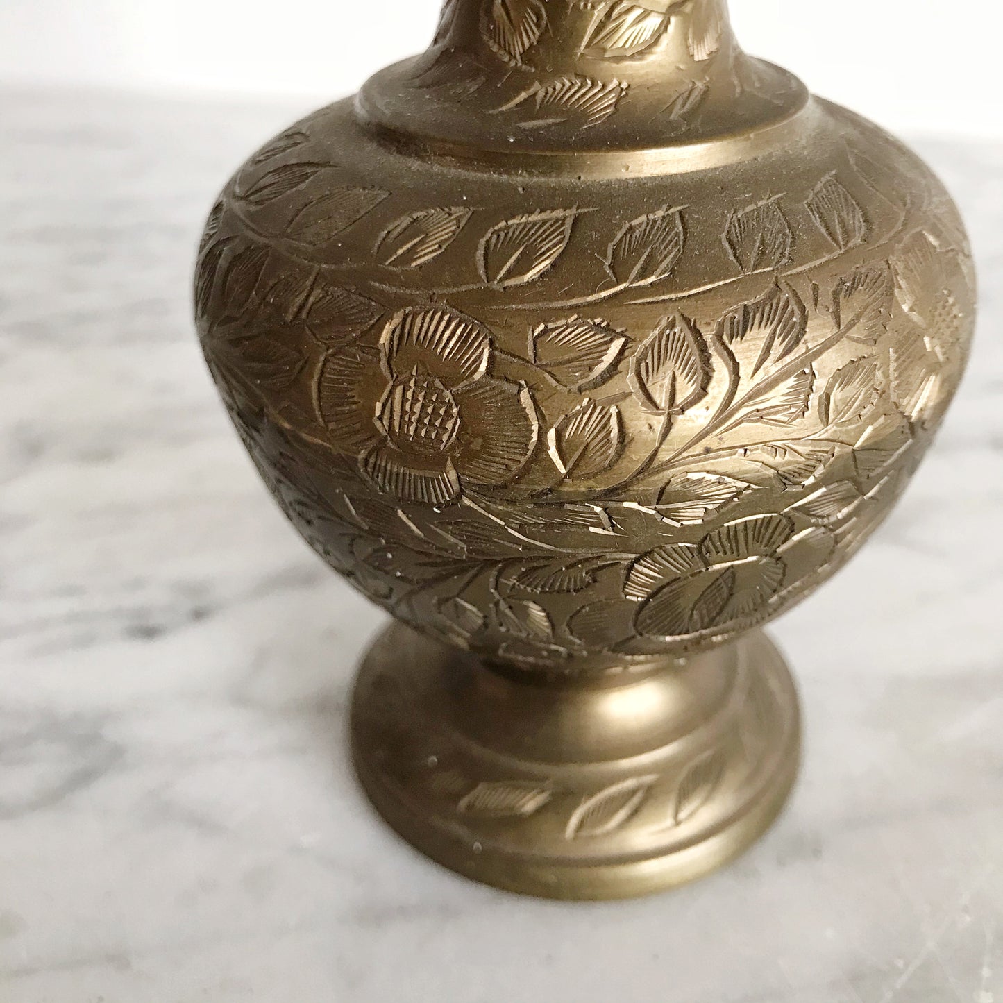 Vintage Etched Brass Vase