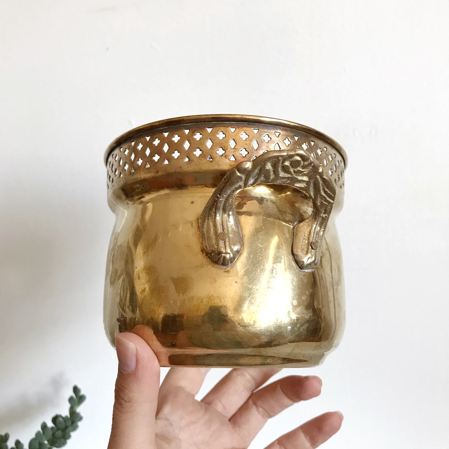 Vintage Brass Planter with Cutouts