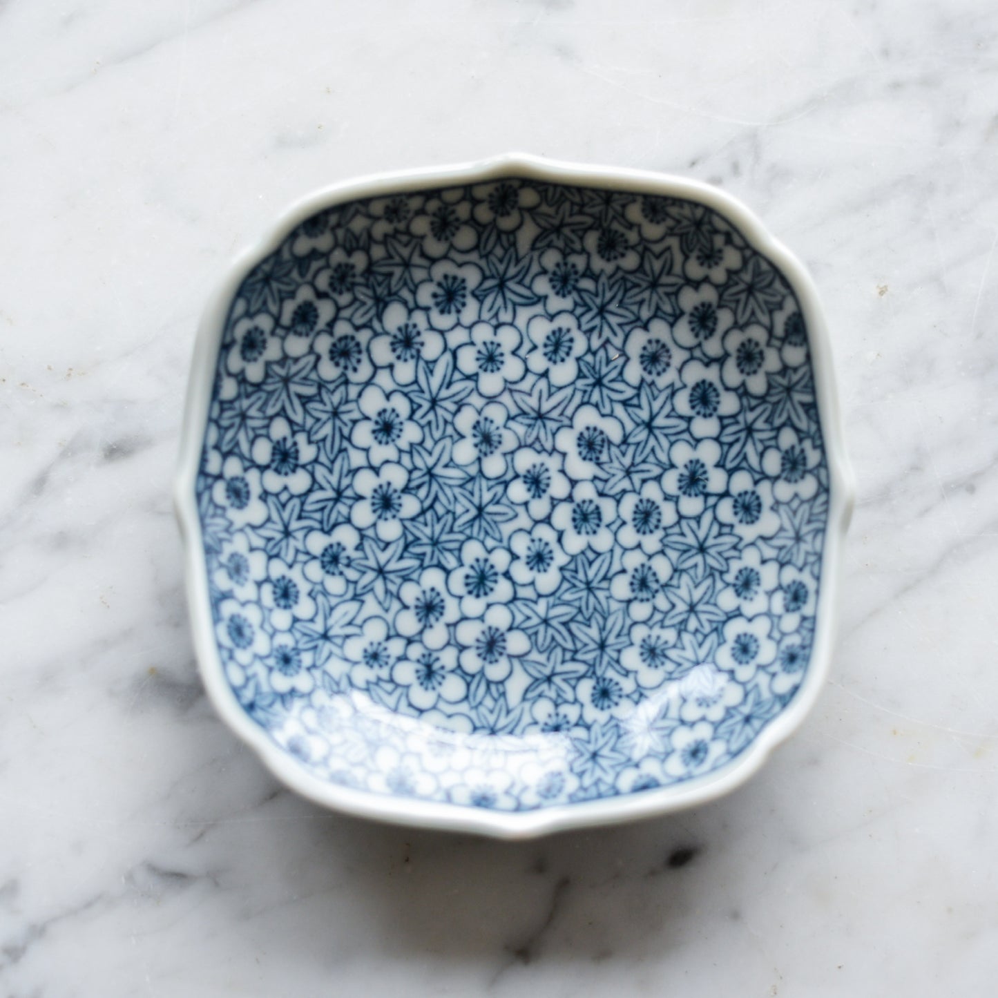 Small Vintage Ceramic Dish, Blue Floral