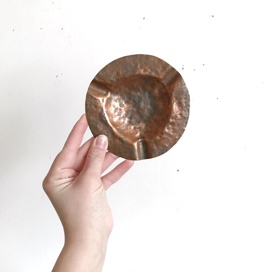 Vintage Hammered Copper Ashtray