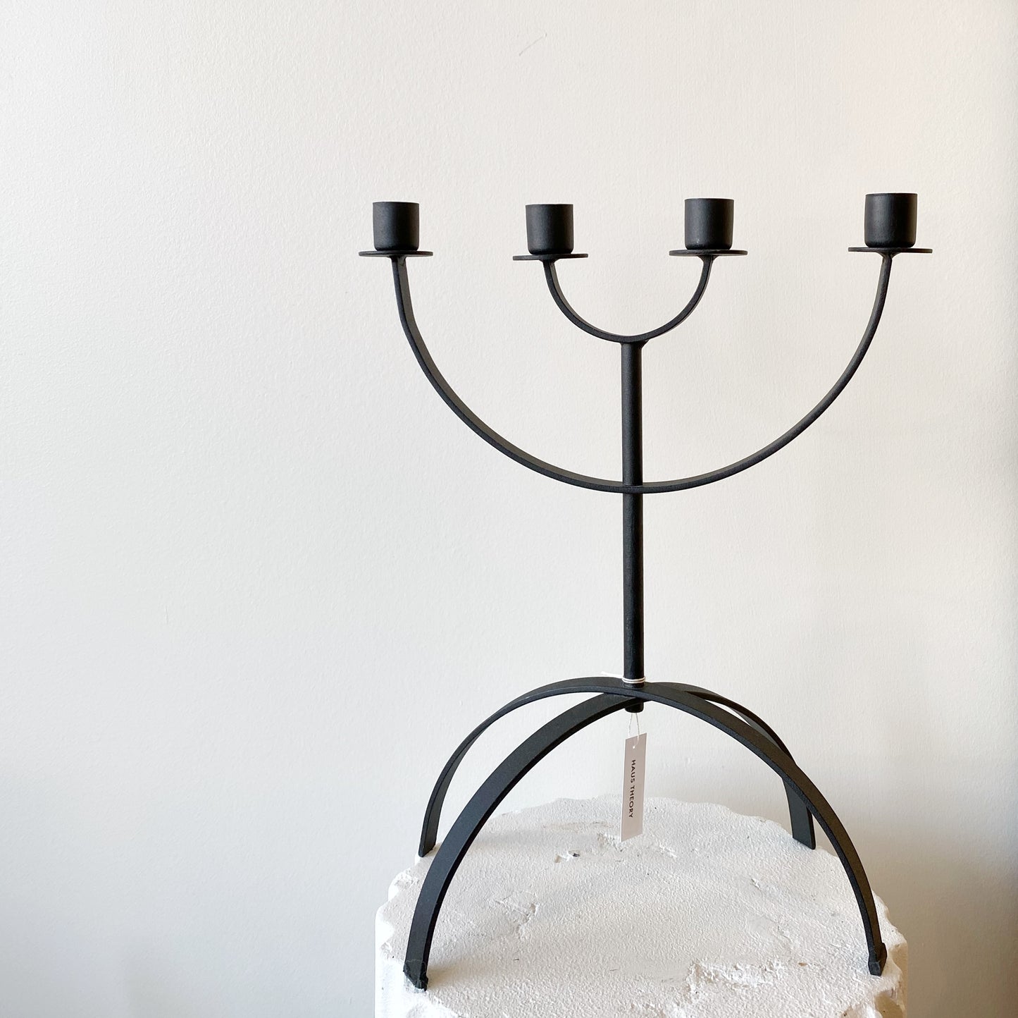 Large Modern Black Metal Candelabra