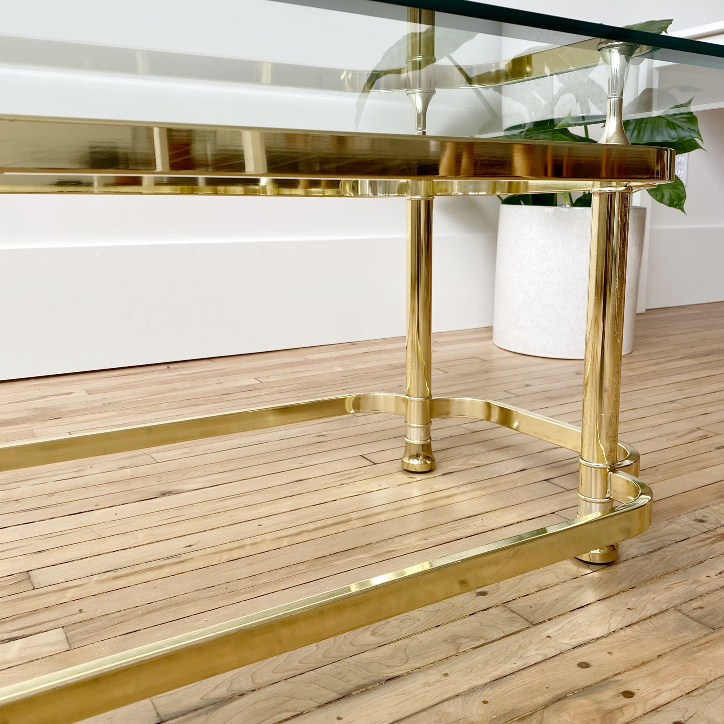 Vintage Brass + Glass Coffee Table