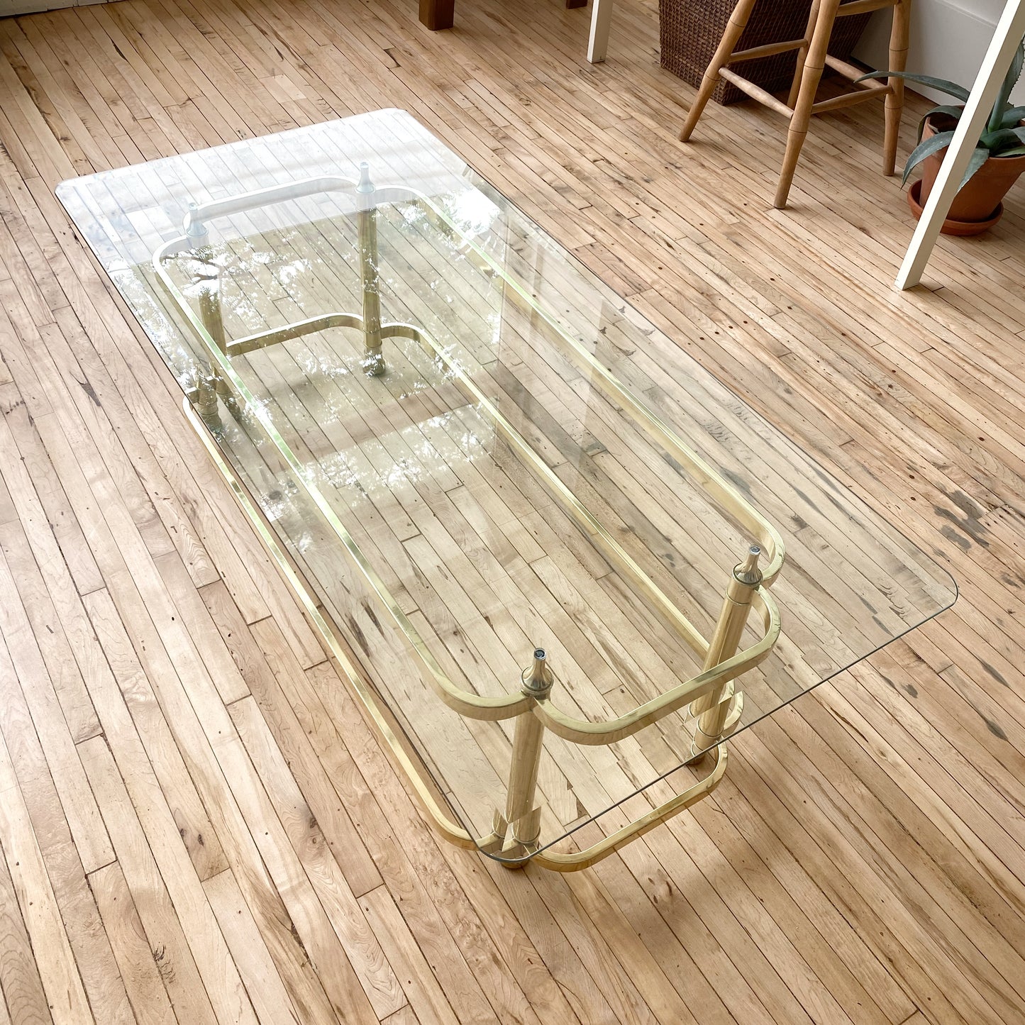 Vintage Brass + Glass Coffee Table