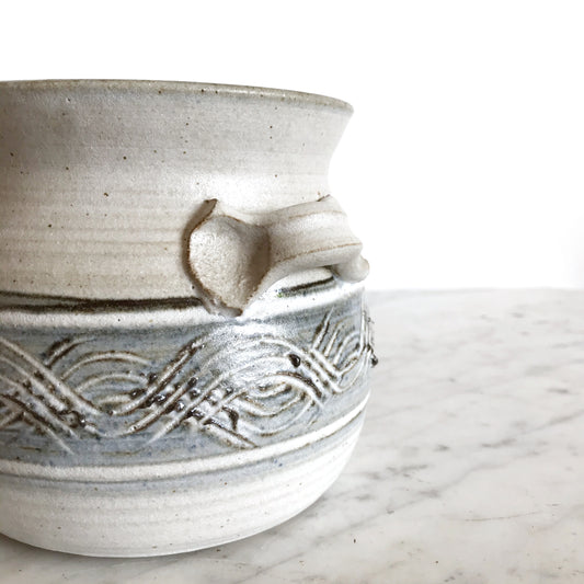 Vintage Pottery Vessel with Waves