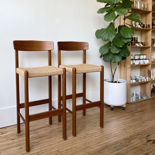 Pair of Vintage MCM Teak Barstools