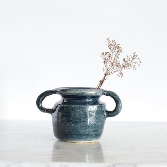 Hand-built Pottery Vessel with Double Handles