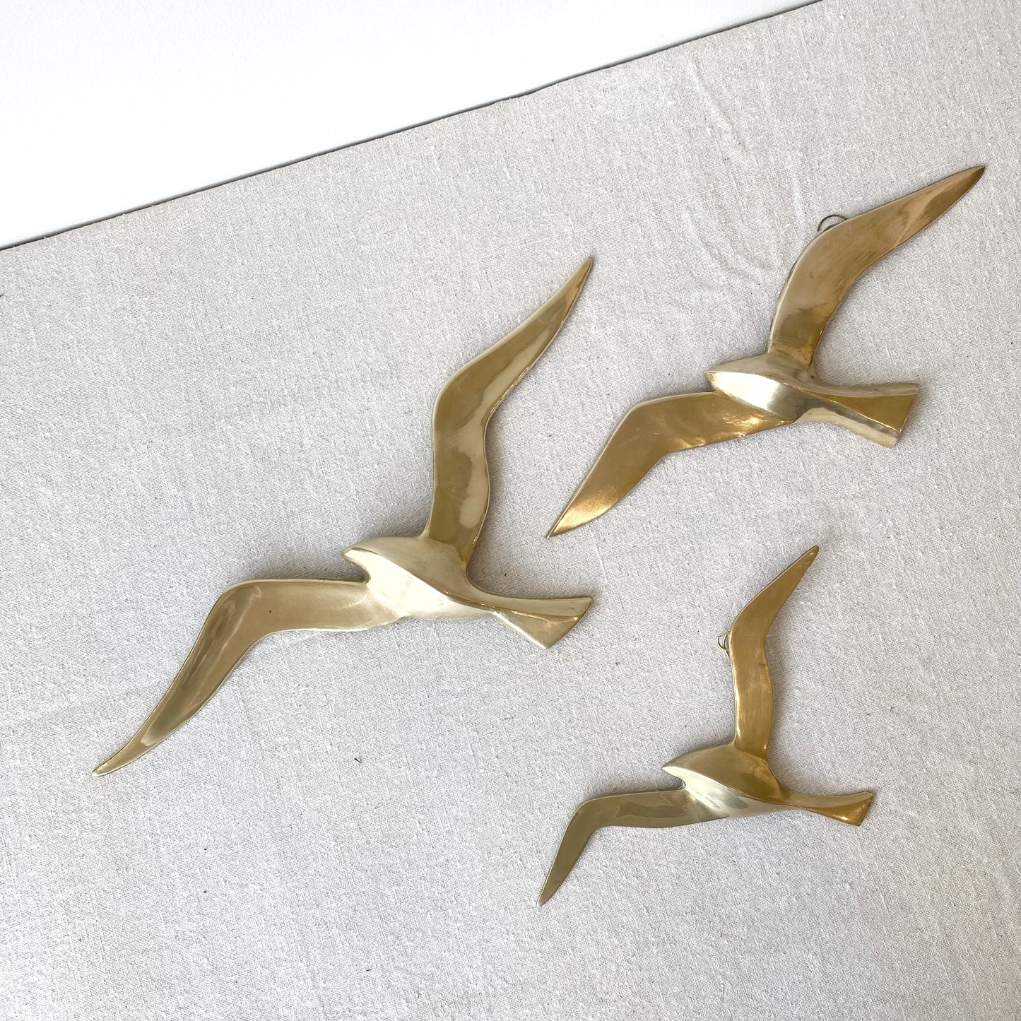 Trio of Brass Seagull Wall Hangings