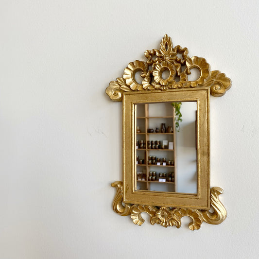 Vintage Baroque / Regency Style Gold Accent Mirror (13.5 x 8.75")