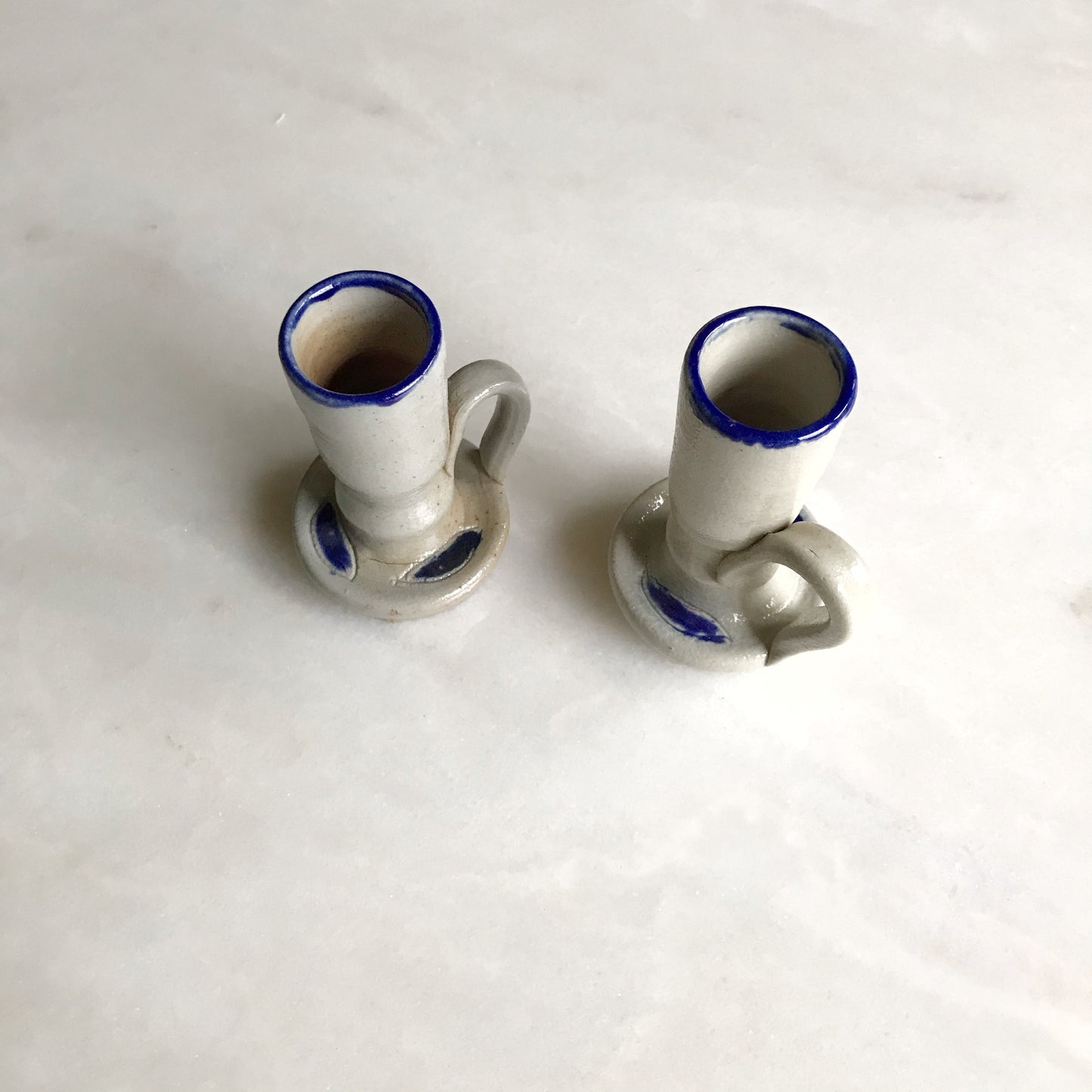 Handcrafted Pottery Candle Holders, Pair