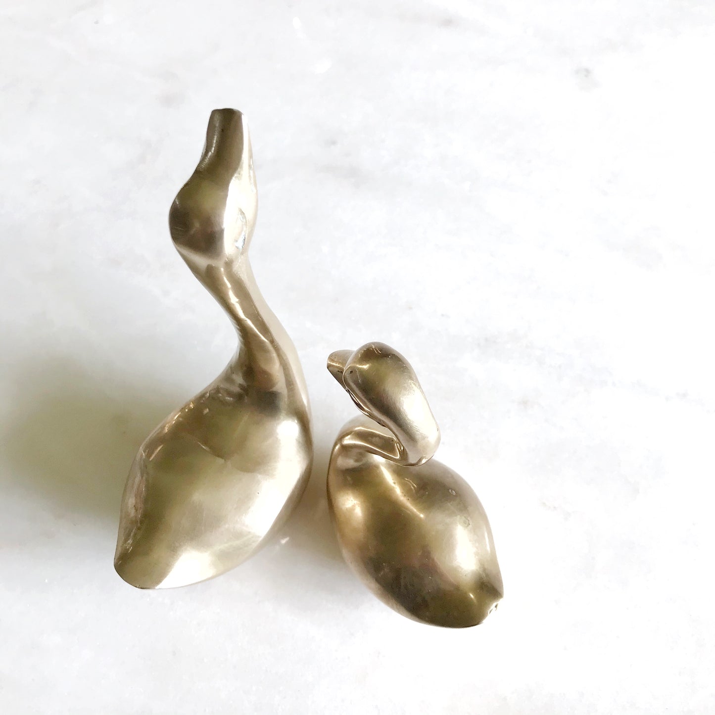 Pair of Minimal Brass Swans