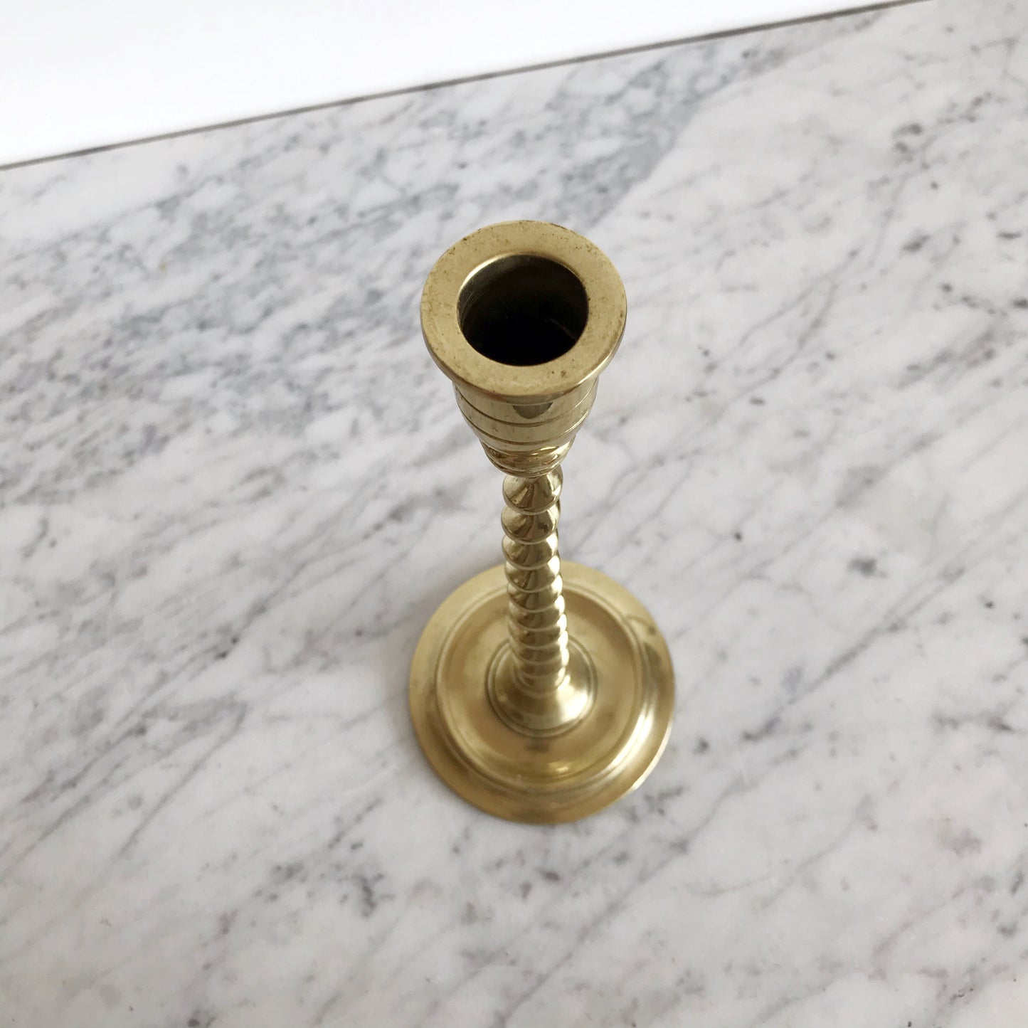 Tall Vintage Spiral Brass Candle Holder