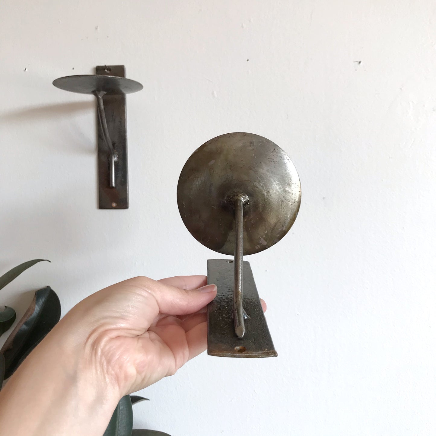 Pair of Vintage Metal Candle Sconces, Mexico