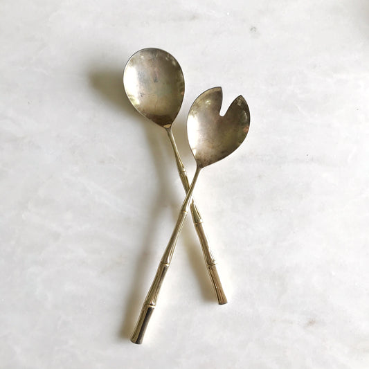 Vintage Gold Bamboo Serving Utensils