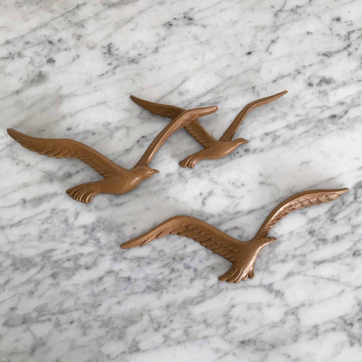 Vintage Set of Faux-wood Seagulls