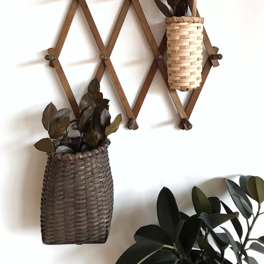 Dark Vintage Woven Hanging Basket