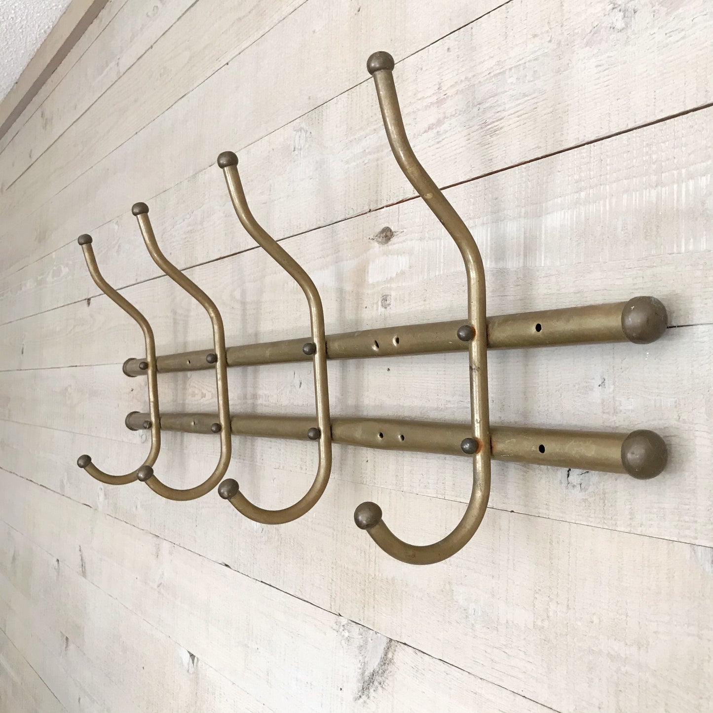 Antique Brass Wall Mounted Coat Rack, 36"