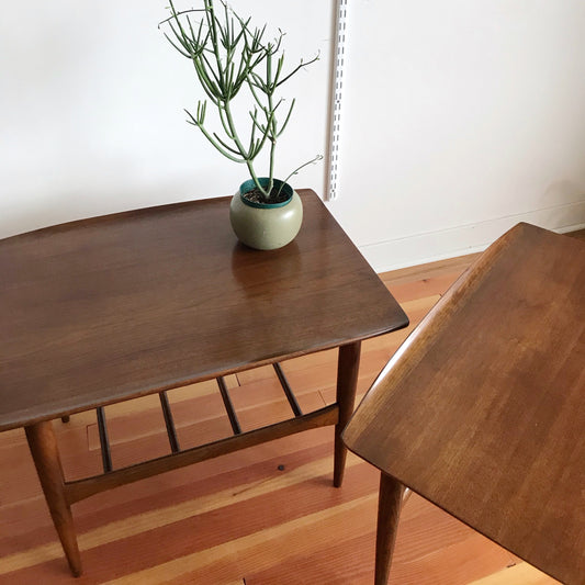 PAIR of Vintage Walnut End Tables, Leo Jiranek for Bassett