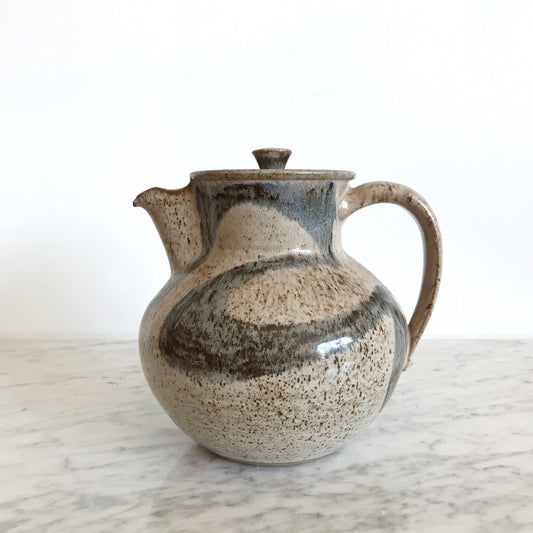 Vintage Stoneware Pitcher, Abstract Strokes