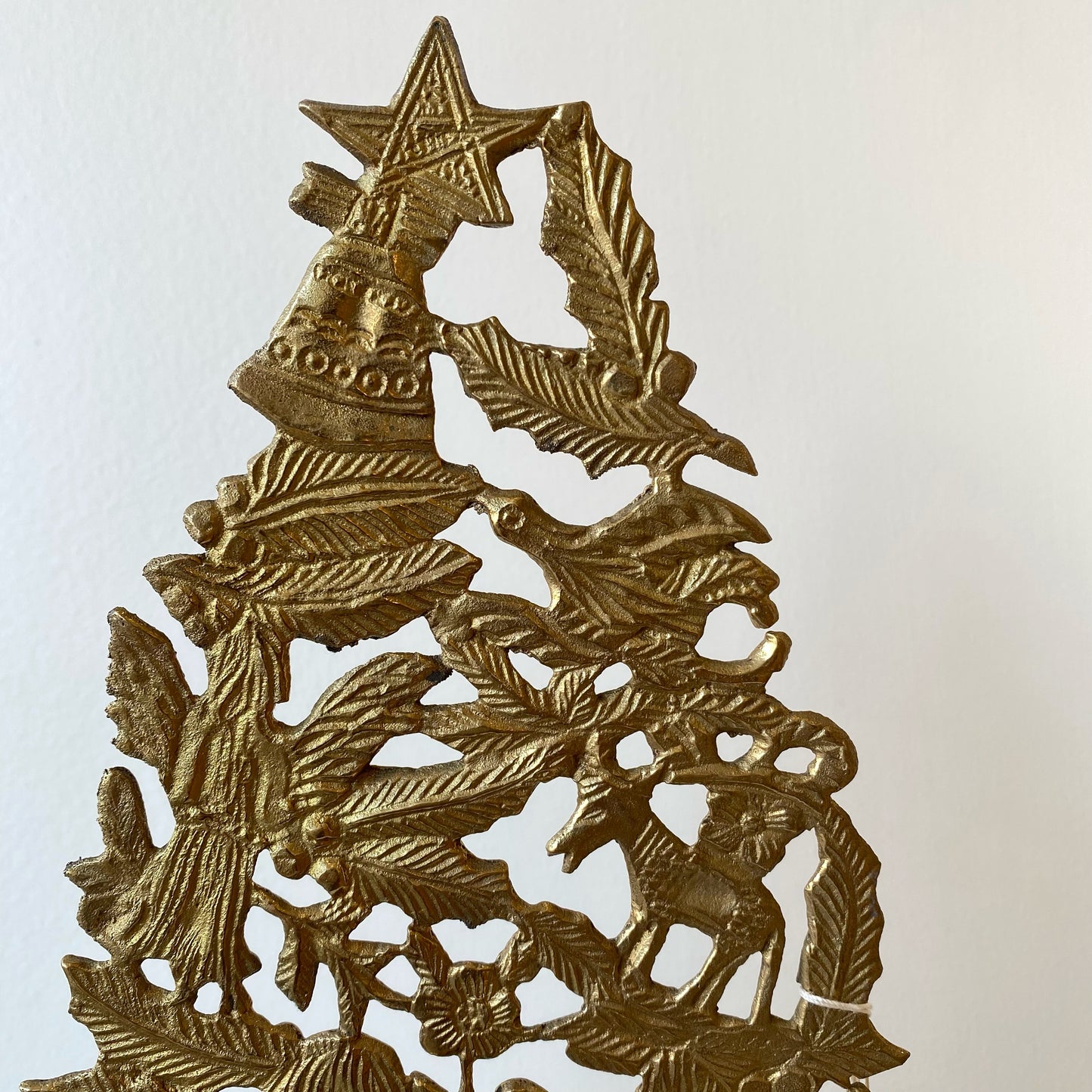 Vintage 13” Brass Christmas Tree Candle Holder