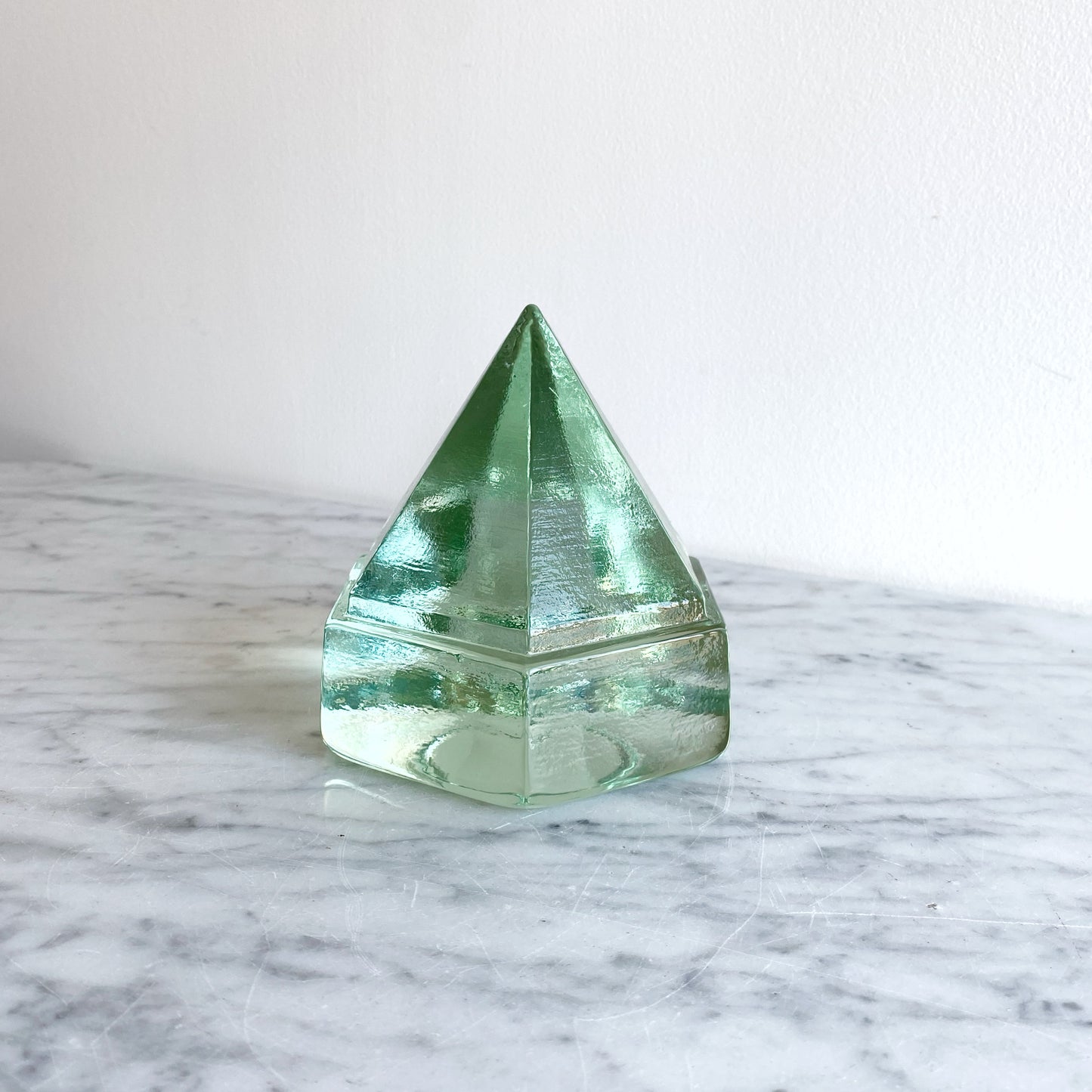 Found Aqua Glass Prism Paperweight / Deck Prism