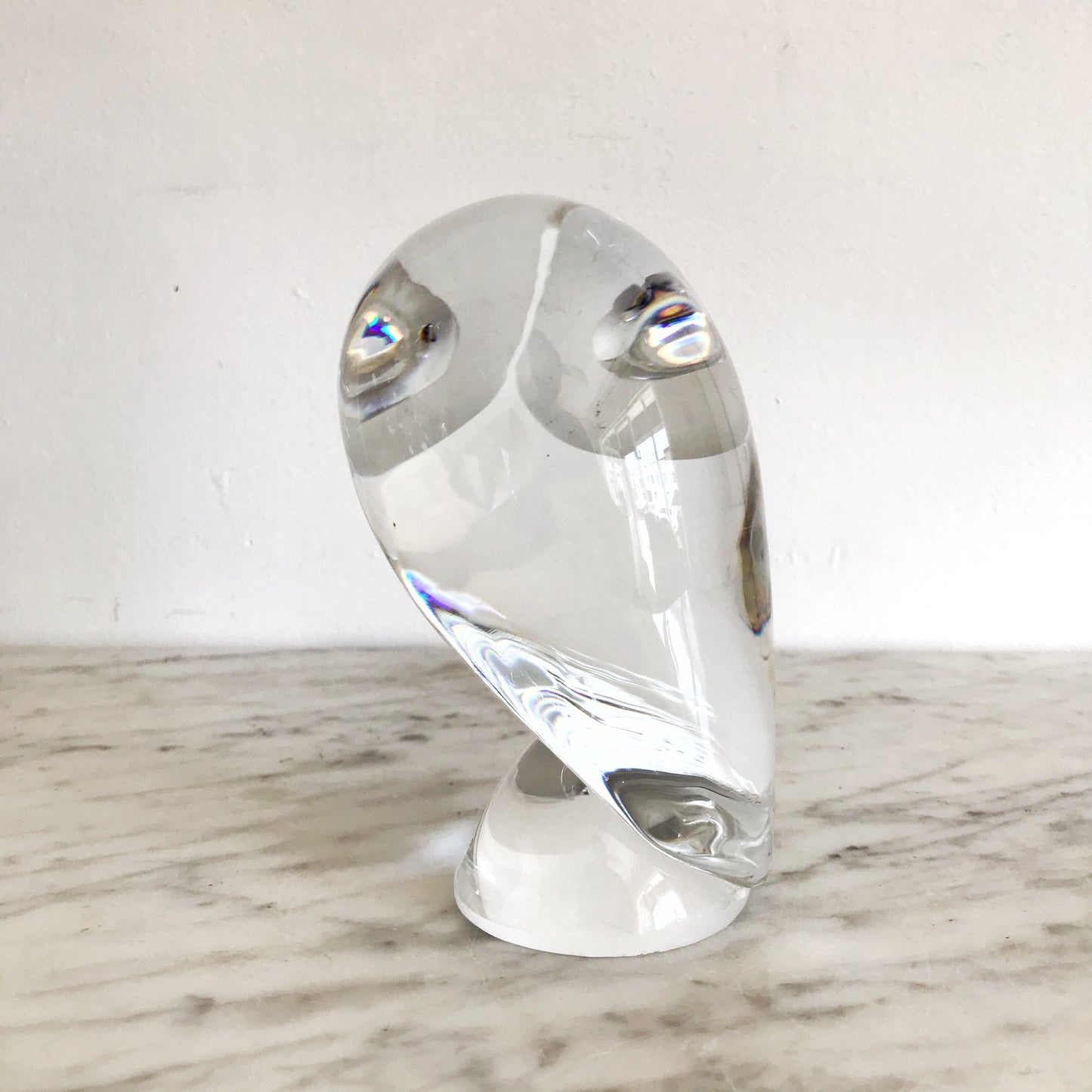 Vintage Handblown Glass Owl Sculpture, 5.5”