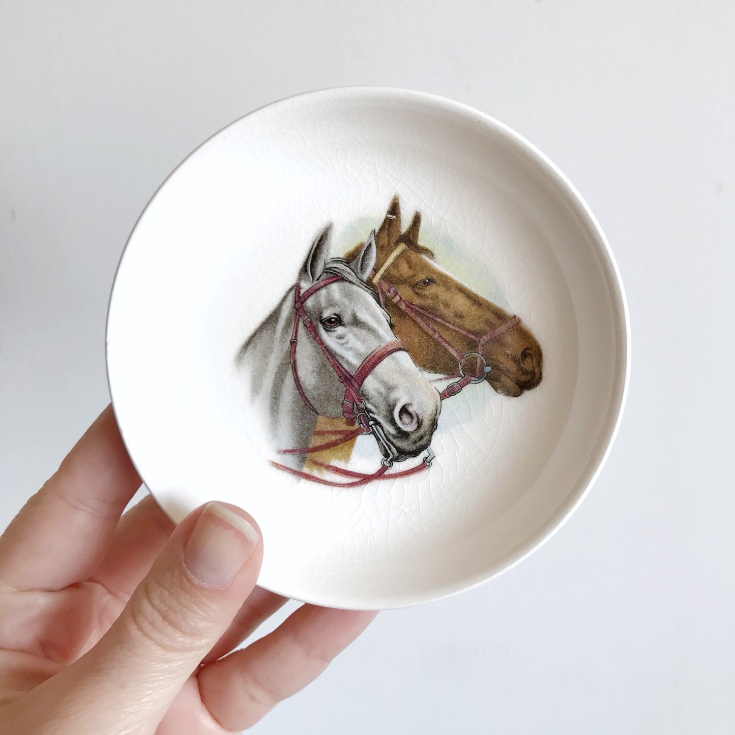 Pair of Vintage Ceramic Horse Dishes