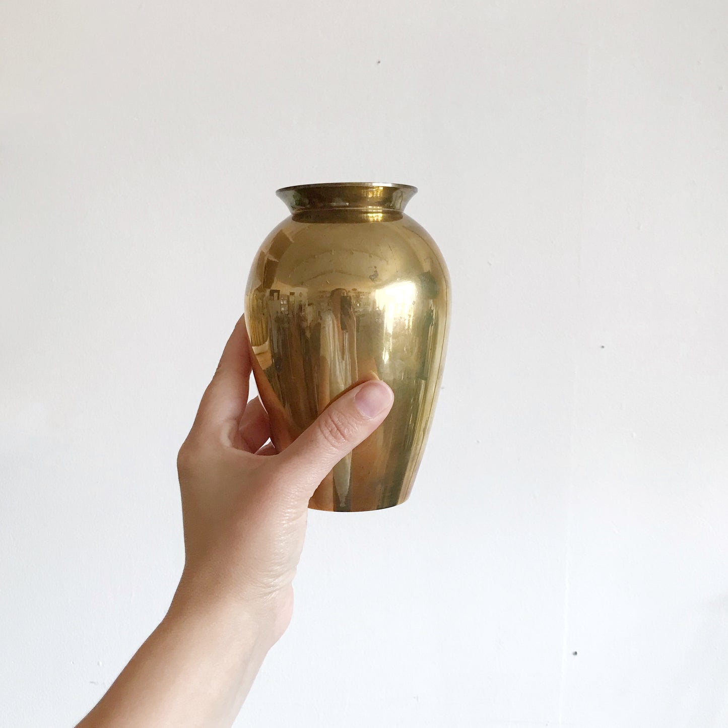 Vintage Brass Urn Vase, 6”